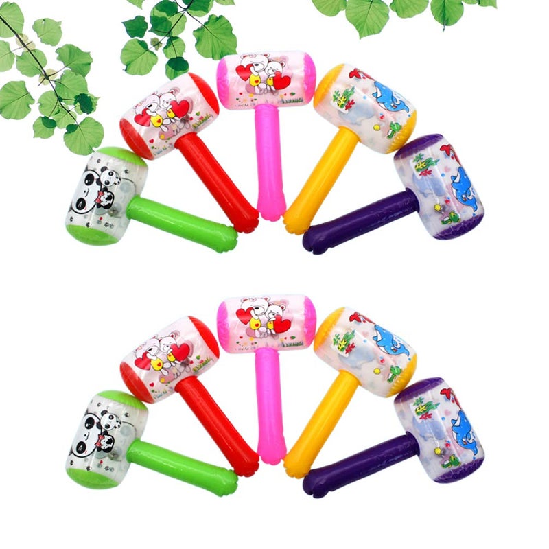 NUOBESTY 10pcs Squeaky Inflatable Cartoon Hammer with Sound Bell Clown Handle Funny Toys for Toddler Kids (Random Color) - Image 3